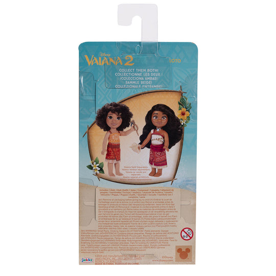 Gros plan sur les chaussures et base stable de la poupée Vaiana Moana 15cm