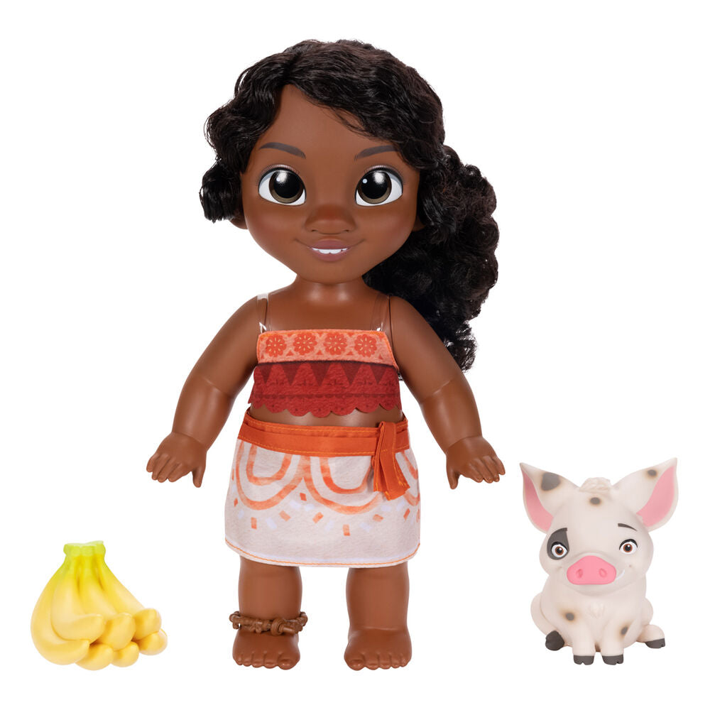 Détail du visage expressif de la poupée Vaiana Moana avec coiffure soignée