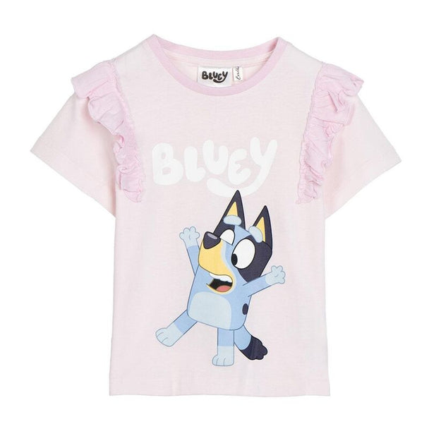 T-shirt Bluey CERDÁ pour enfant en coton blanc avec illustration colorée, taille 2 à 6 ans