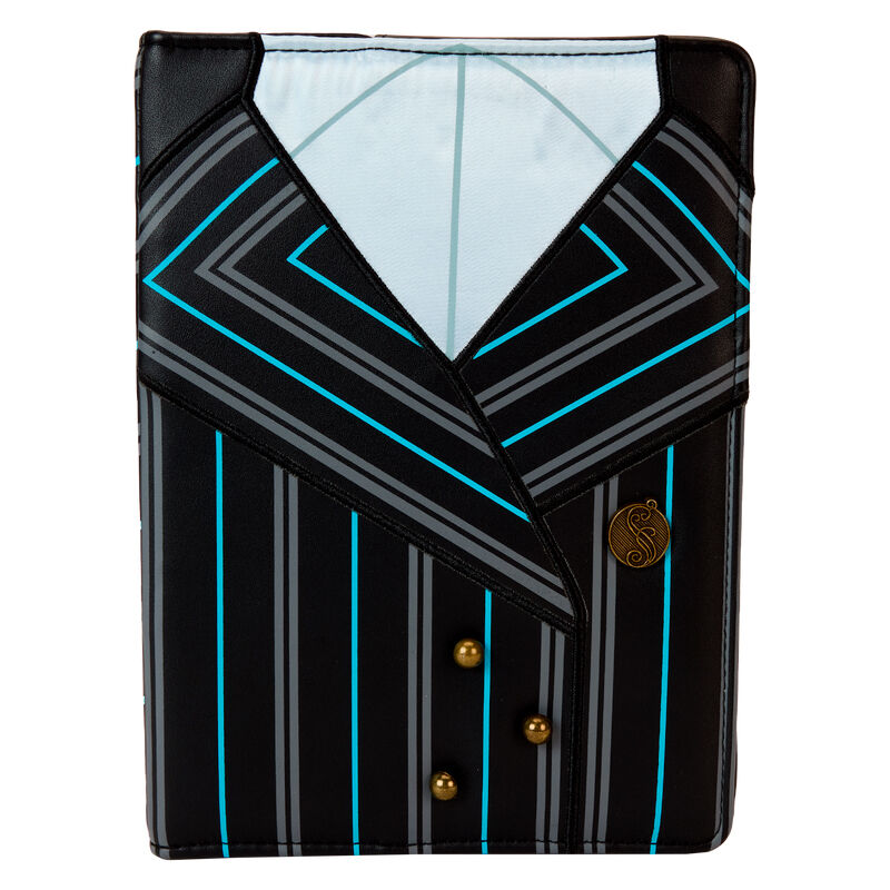 Zoom sur les appliqués, boutons et détails en métal doré brillant du sac Loungefly Wicked Elphaba