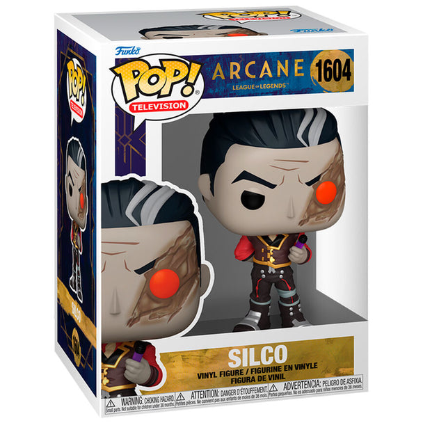 Vue rapprochée de la figurine Funko POP Silco avec détails précis du visage et costume inspiré d'Arcane
