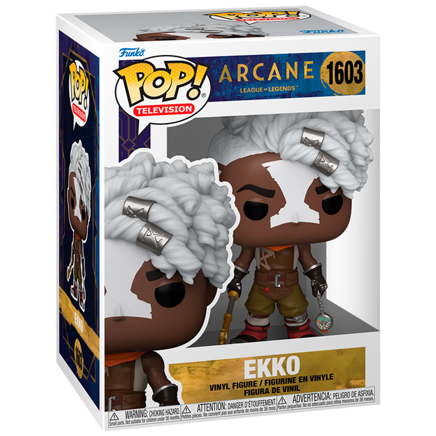 Boîte cadeau officielle FUNKO contenant la figurine POP Ekko de League of Legends Arcane, idéale pour collection