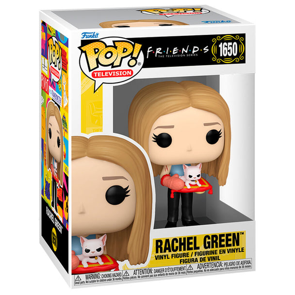 Vue rapprochée de la figurine Funko POP Rachel Green Friends montrant les détails et la boîte