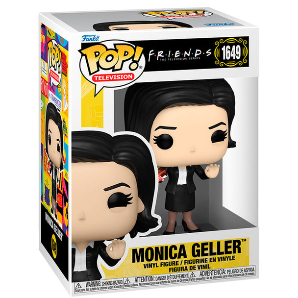 Vue rapprochée de la figurine Funko POP Monica Geller montrant les détails du visage et de la tenue