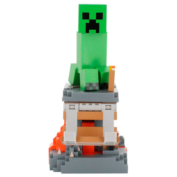 Support Minecraft Creeper 20cm en position verticale avec manette PlayStation 5 DualSense posée