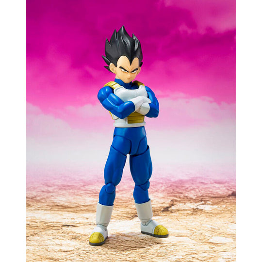 Figurine articulée Vegeta Daima S.H. Figuarts de 14 cm en pose dynamique avec détails précis