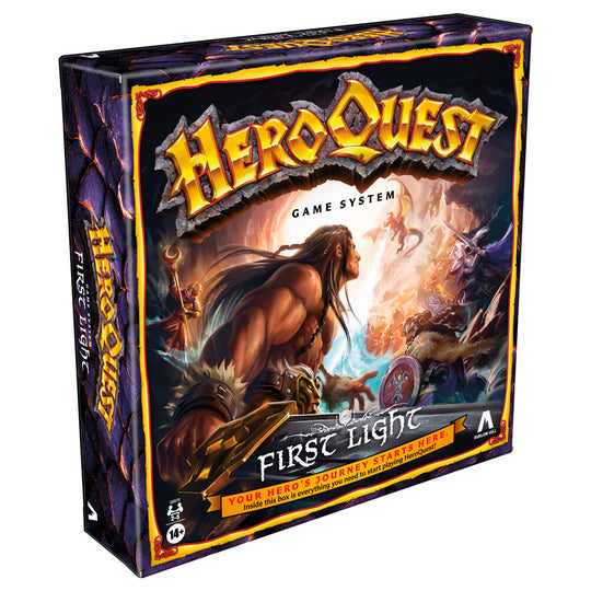 Vue rapprochée des dés et pions utilisés pour les mécaniques de HeroQuest First Light