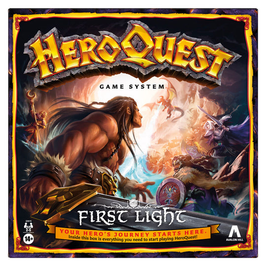 Vue du plateau double-face évolutif du jeu HeroQuest First Light avec décors fantastiques détaillés