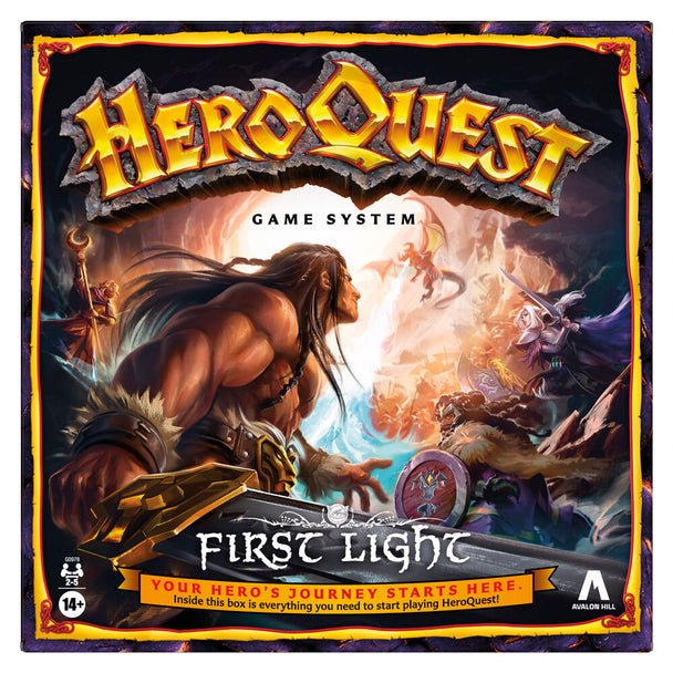 Vue du plateau double-face évolutif du jeu HeroQuest First Light avec décors fantastiques détaillés