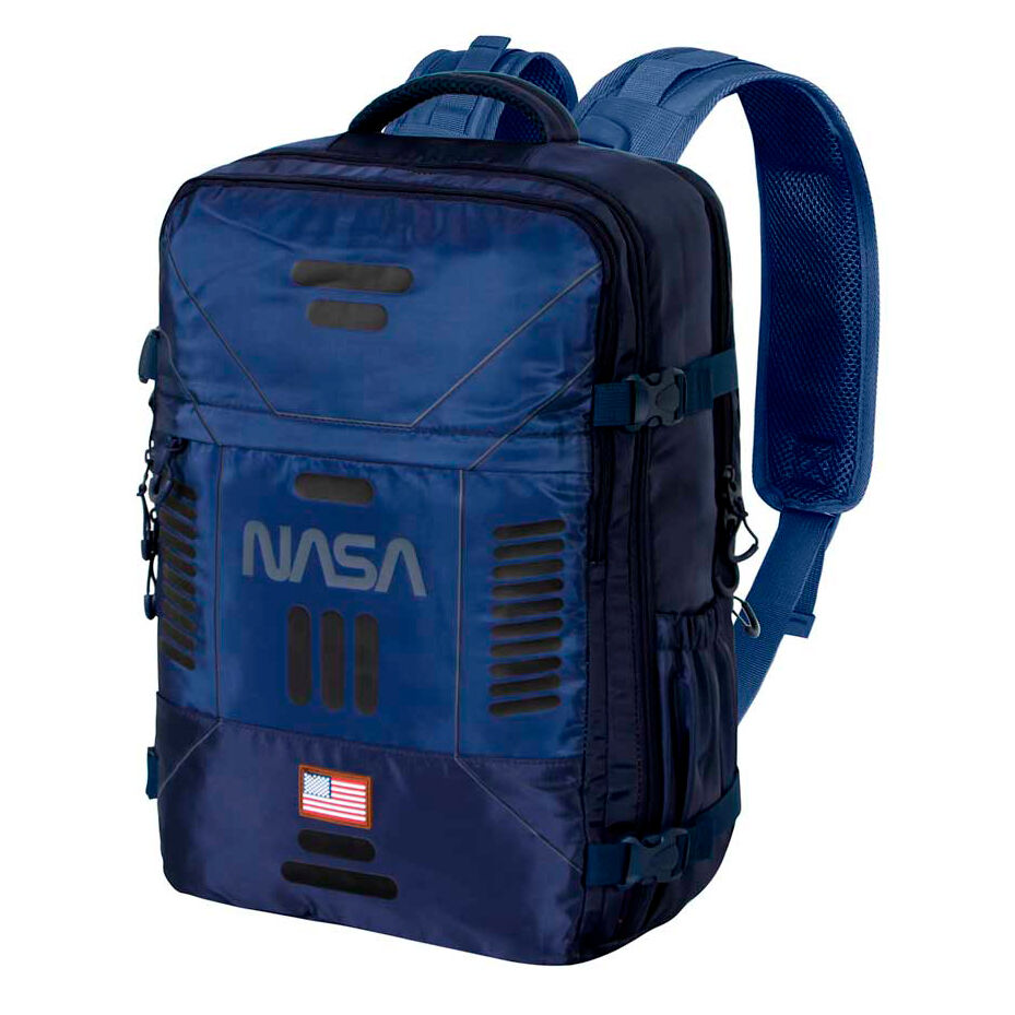 Vue de face du sac à dos NASA vaisseau spatial 49cm KARACTERMANIA avec design détaillé
