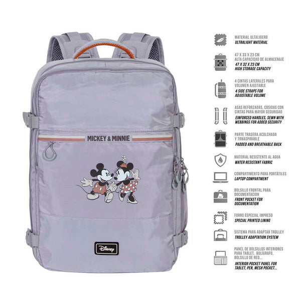 Détail du motif Minnie et Mickey sur le sac à dos KARACTERMANIA