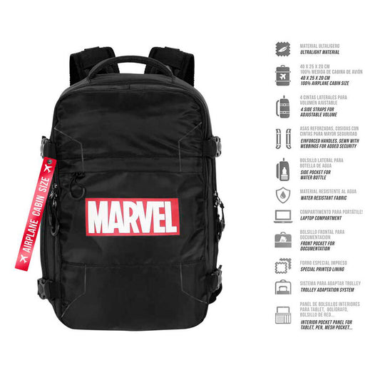 Vue latérale du sac à dos Marvel Comics montrant les bretelles rembourrées