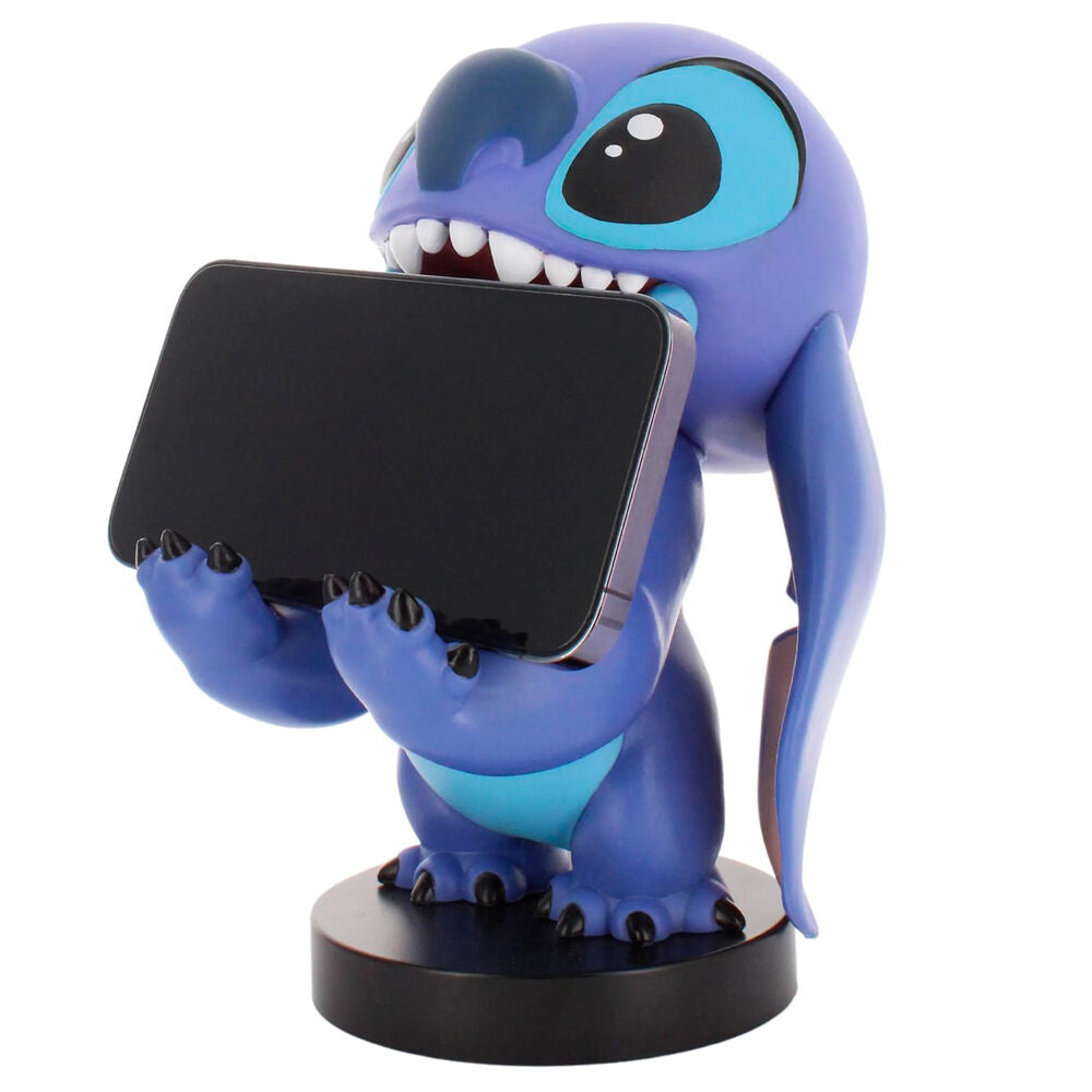 Support Cable Guy Stitch Disney tenant un smartphone iPhone en position verticale