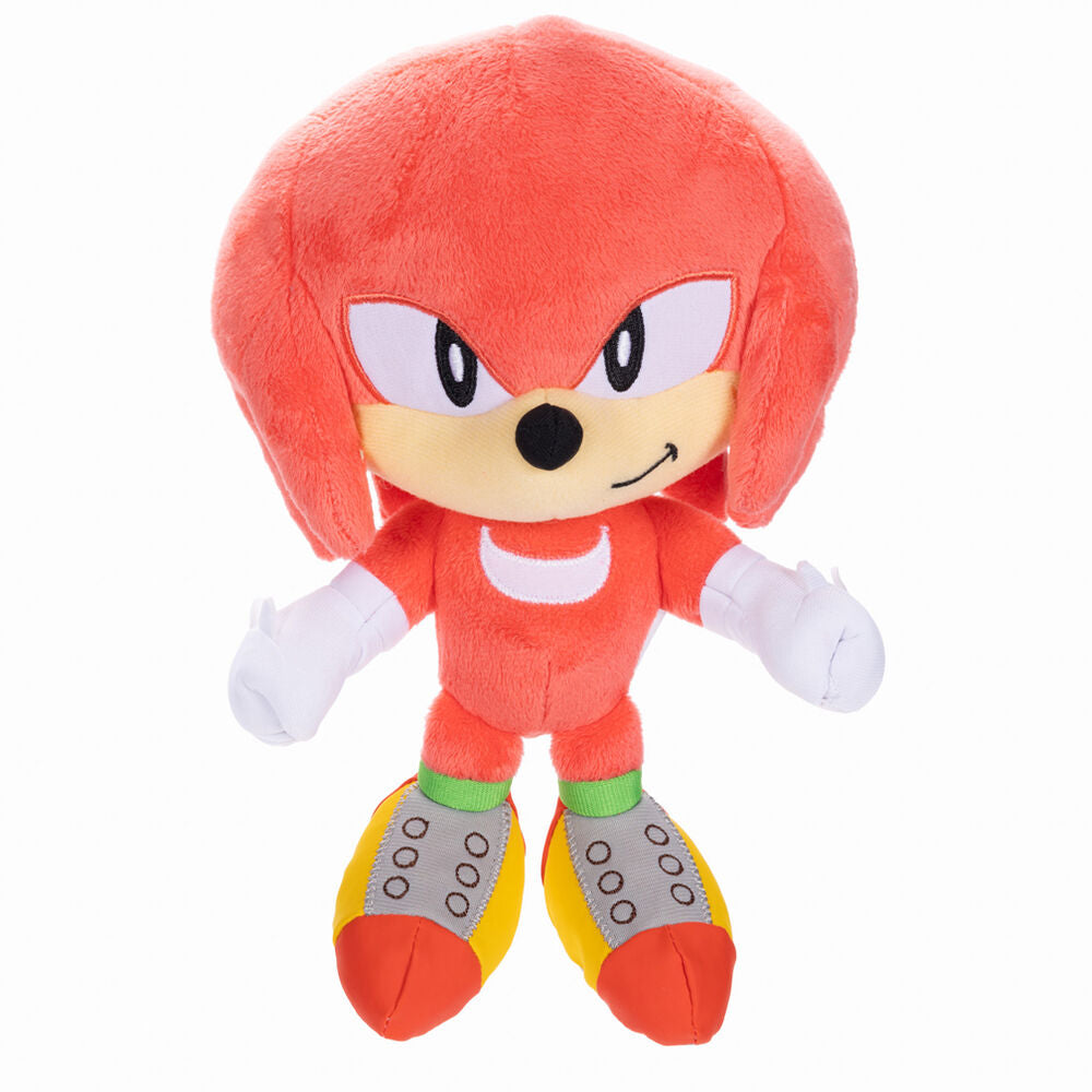 Peluches Sonic the Hedgehog alignées, illustrant la variété de la collection Wave 11
