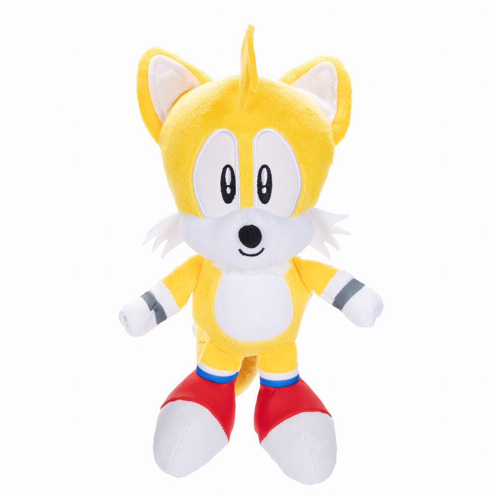 Photo de la peluche Sonic en position debout, mettant en valeur sa taille de 23 cm