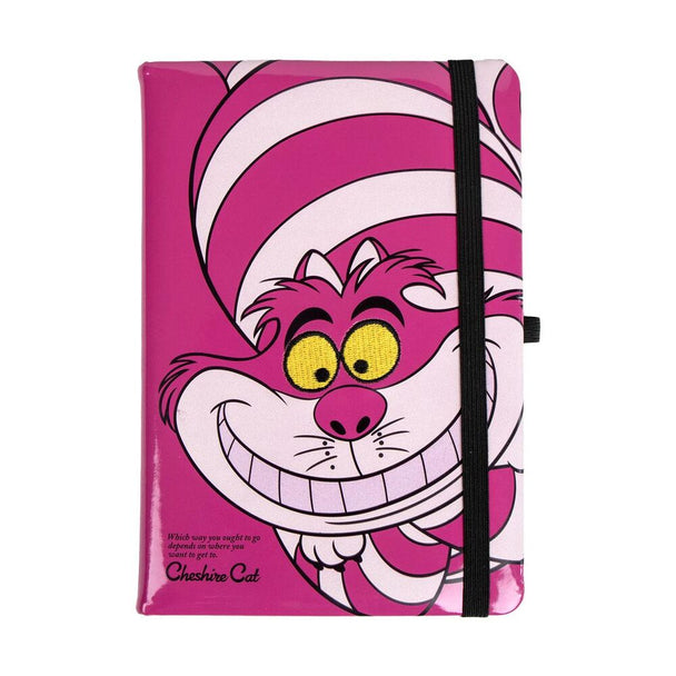 Couverture du cahier Disney Alice au Pays des Merveilles avec illustration du Cheshire souriant