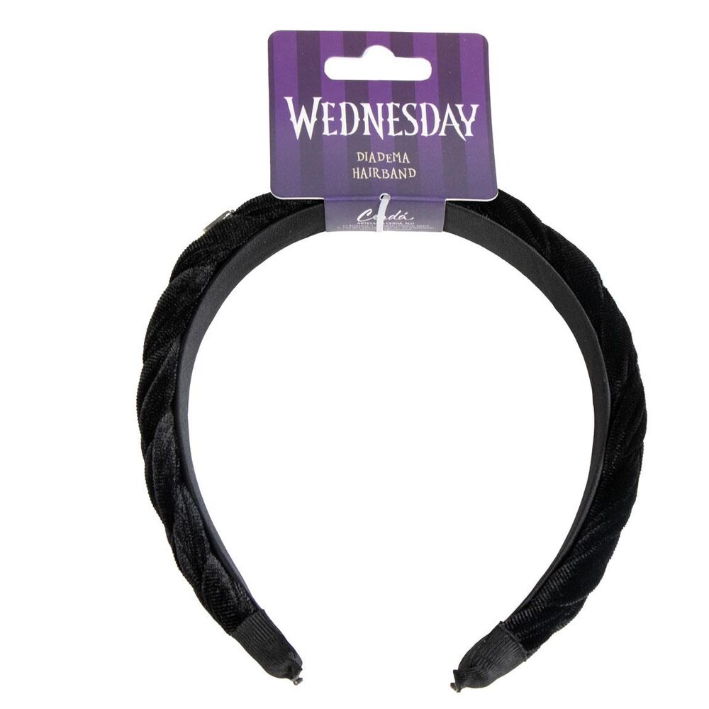 Serre-tête Wednesday CERDÁ en gros plan montrant le nœud élégant et la texture du tissu