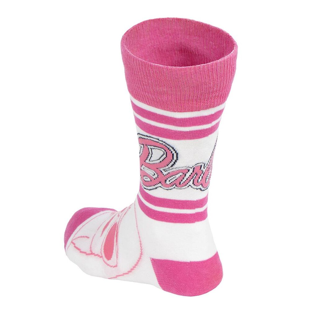 Vue rapprochée des chaussettes Barbie CERDÁ montrant la texture en coton et l'élasticité au niveau de la cheville