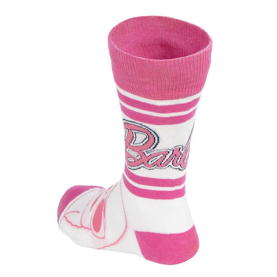 Vue rapprochée des chaussettes Barbie CERDÁ montrant la texture en coton et l'élasticité au niveau de la cheville