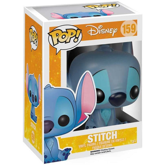 Boîte cadeau de la figurine Funko POP Stitch, affichant le logo Disney et les dimensions du produit