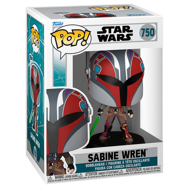 Figurine Funko POP Sabine Wren de Star Wars en vinyl 9 cm avec détails colorés sur la tenue et casque