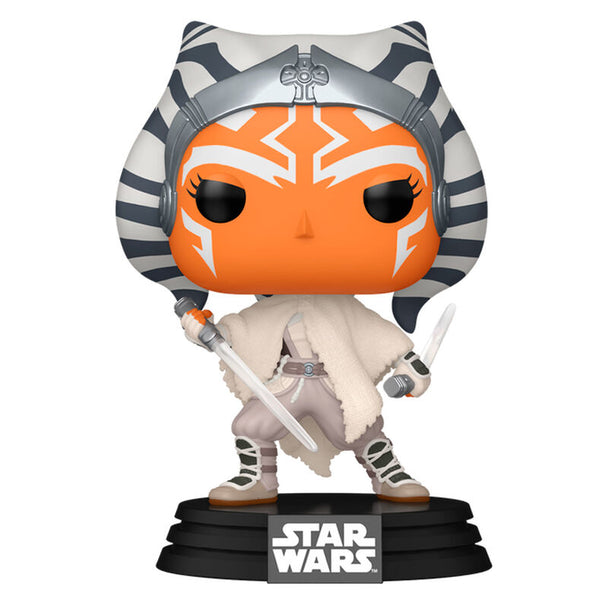 Vue rapprochée de la figurine Funko POP Ahsoka Tano montrant son design unique et sa boîte collector originale