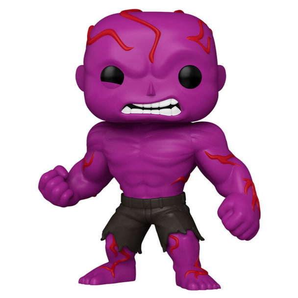 Vue rapprochée de la figurine Funko POP Happy The Freak Hogan Marvel What IF avec détails colorés et finition vinyle