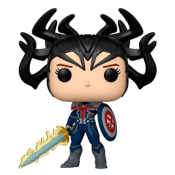 Boîte cadeau de la figurine Funko POP Captain Carter Marvel What If Infinity avec design coloré et logo Marvel