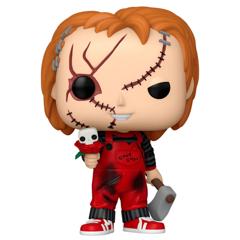 Vue rapprochée de la figurine Funko POP Chucky Valentine avec détails colorés et finition soignée