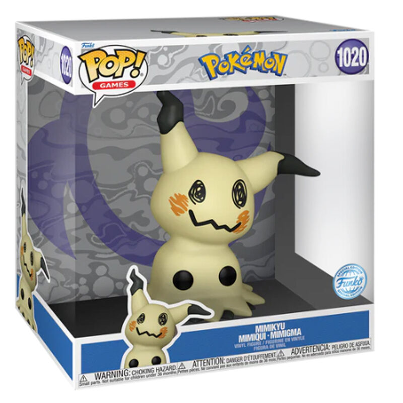 Figurine Funko POP de Mimikyu Pokémon en vinyle de 25 cm présentée dans sa boîte cadeau officielle FUNKO
