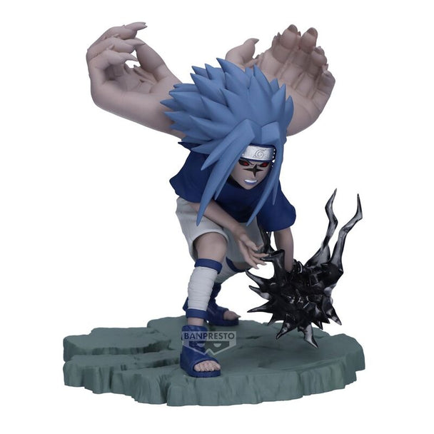 Profil gauche de la figurine Sasuke BANPRESTO inspirée de la saga mémorable Naruto Shippuden