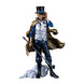 Vue latérale de la figurine Sabo métallique One Piece 30cm montrant sa finition brillante