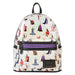 Vue de face du sac à dos Loungefly Disney Villains en simili cuir vegan avec détails irisés et imprimés colorés