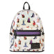 Vue de face du sac à dos Loungefly Disney Villains en simili cuir vegan avec détails irisés et imprimés colorés