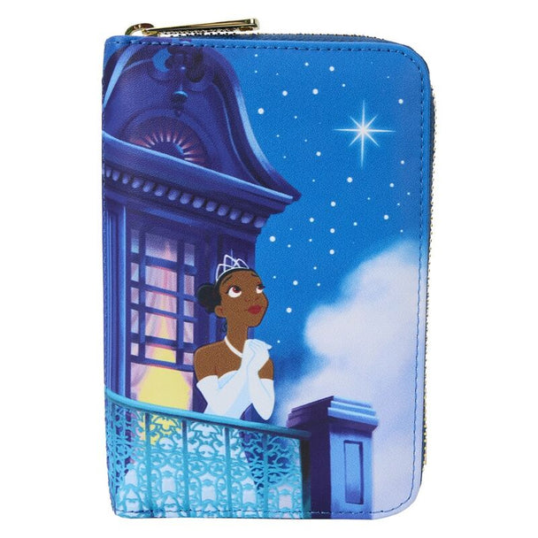 Portefeuille Loungefly Disney La Princesse et la Grenouille édition 15e anniversaire en cuir vegan avec fermeture éclair dorée