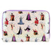 Vue de face du portefeuille Loungefly Disney Villains en cuir vegan avec détails irisés et fermeture zippée bronze