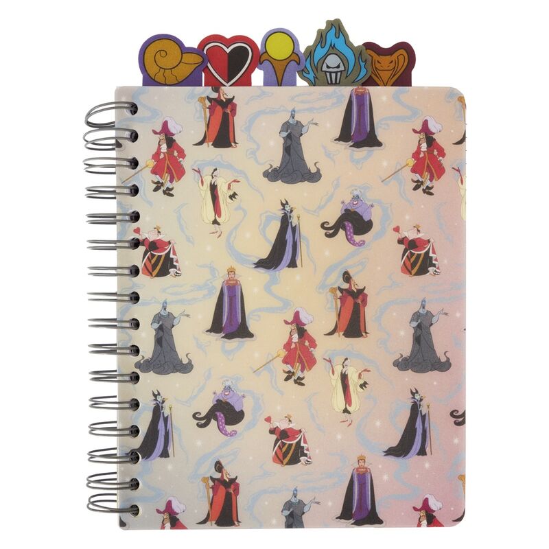 Couverture du journal Loungefly Disney Villains avec design plastique givré et détails irisés