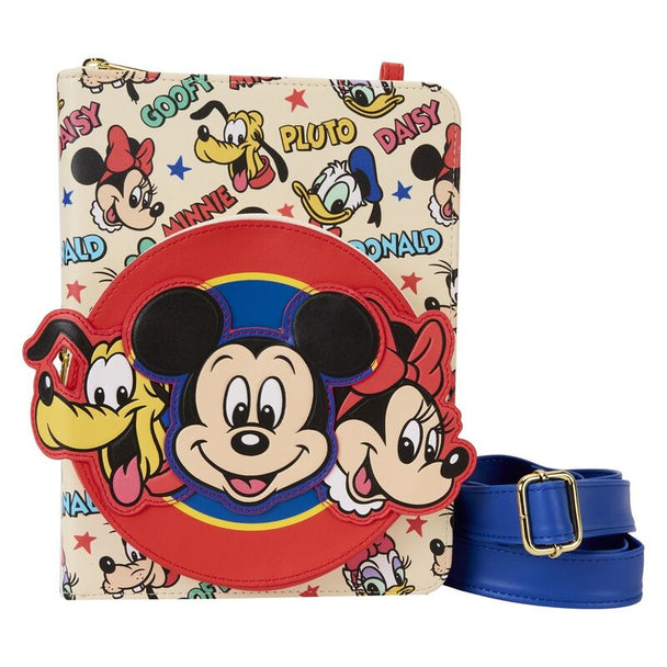 Sac bandoulière Loungefly Disney Mickey & Friends en simili cuir vegan avec compartiment zippé circulaire