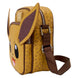 Côté du sac Pokémon Eevee montrant la bandoulière ajustable et la finition en métal argenté brillant.