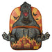 Détail des panneaux latéraux du sac à dos avec le nom Godzilla en caractères japonais brodés