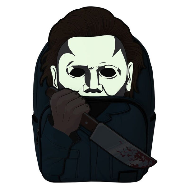 Détail des bretelles rembourrées et ajustables du sac à dos Michael Myers Loungefly Halloween
