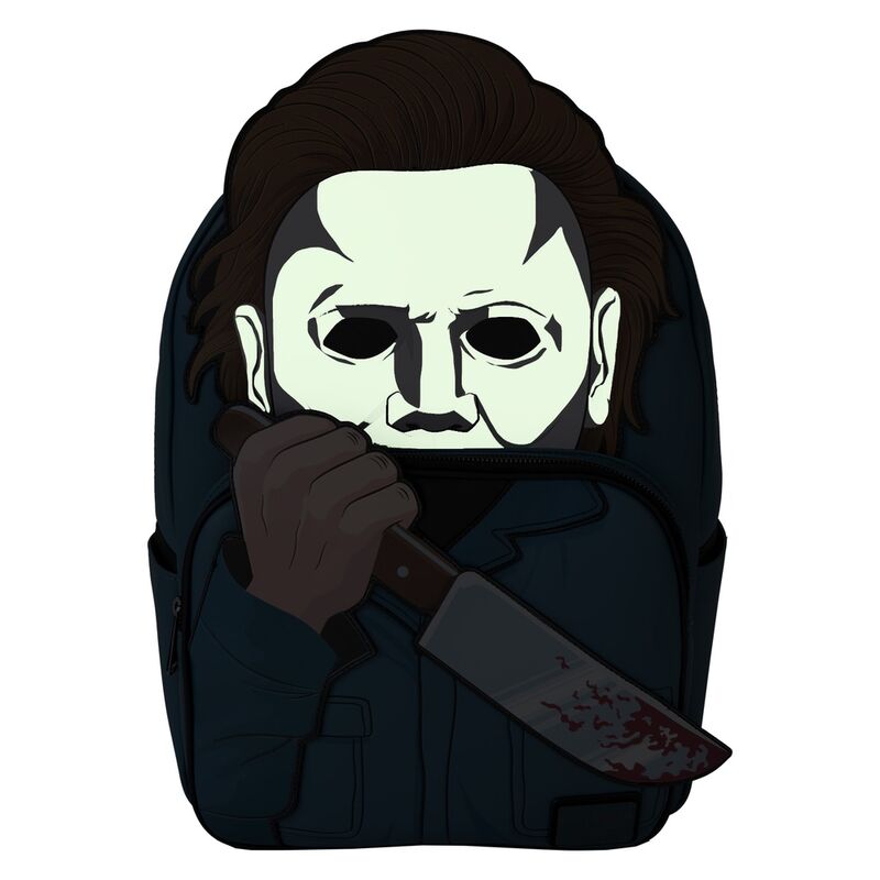 Détail des bretelles rembourrées et ajustables du sac à dos Michael Myers Loungefly Halloween