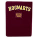 Vue détaillée du carnet Gryffindor Loungefly montrant les patchs en chenille et boutons métalliques