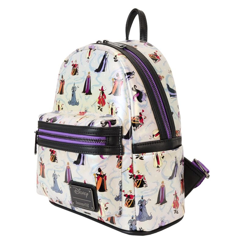 Image du compartiment principal zippé du sac à dos Loungefly montrant l'espace de rangement intérieur