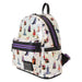 Image du compartiment principal zippé du sac à dos Loungefly montrant l'espace de rangement intérieur