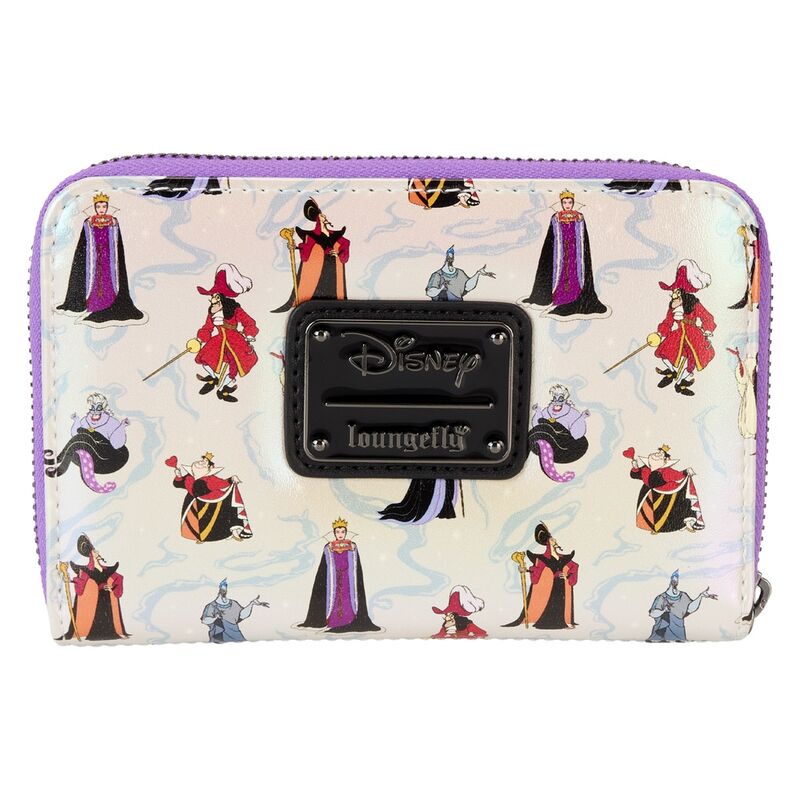 Intérieur du portefeuille Loungefly Disney Villains montrant quatre emplacements pour cartes et compartiment transparent