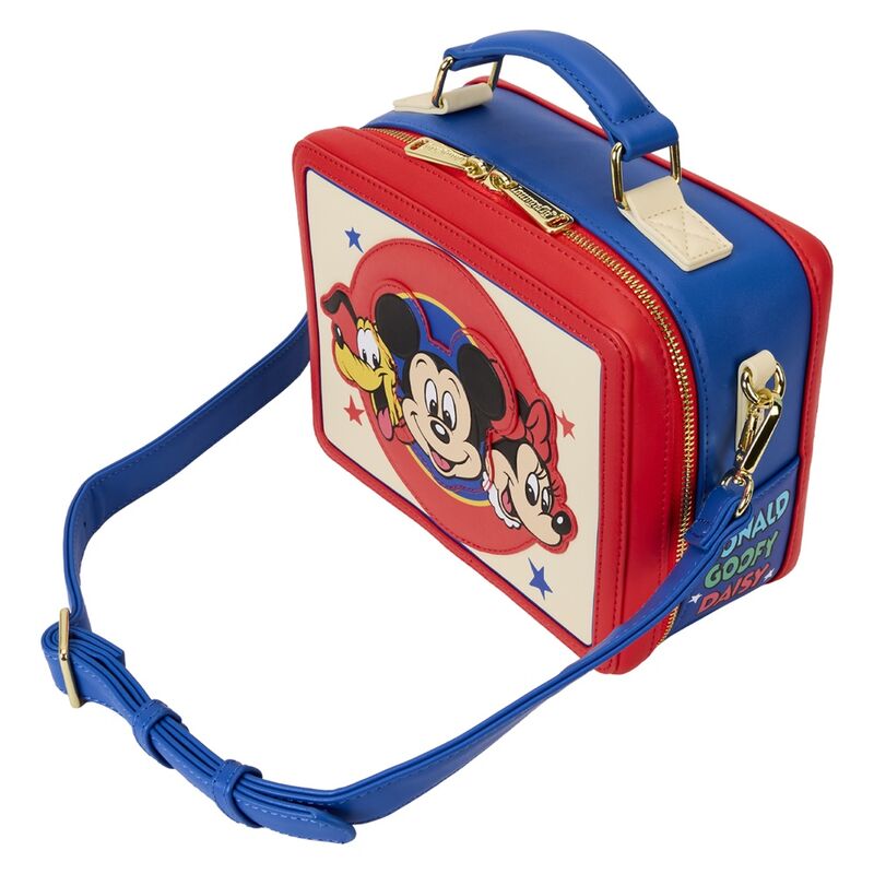 Détail du compartiment principal zippé du sac Loungefly avec doublure intérieure assortie