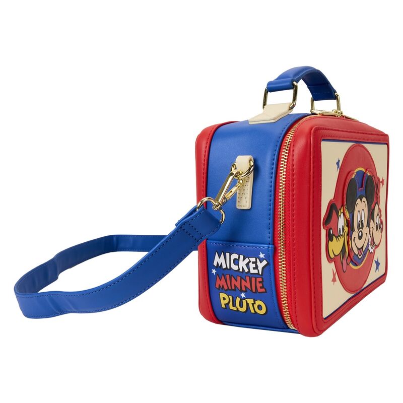 Poignée supérieure robuste et finitions en métal doré du sac Loungefly Disney Mickey and Friends