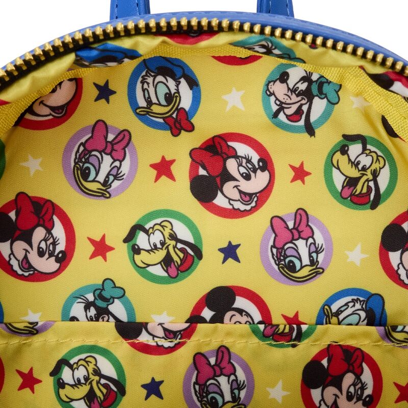 Intérieur du sac à dos Loungefly Disney avec doublure assortie imprimée Mickey and Friends