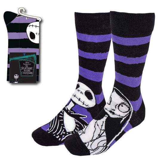 Chaussettes adultes Disney Nightmare Before Christmas taille 41-45 avec motifs du film, fabriquées par CERDÁ, en coton et élasthanne.